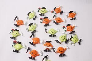 Vintage 80s Novelty Graduation Cupcake Topper Lot Smiley Face Party Supply ~ 26